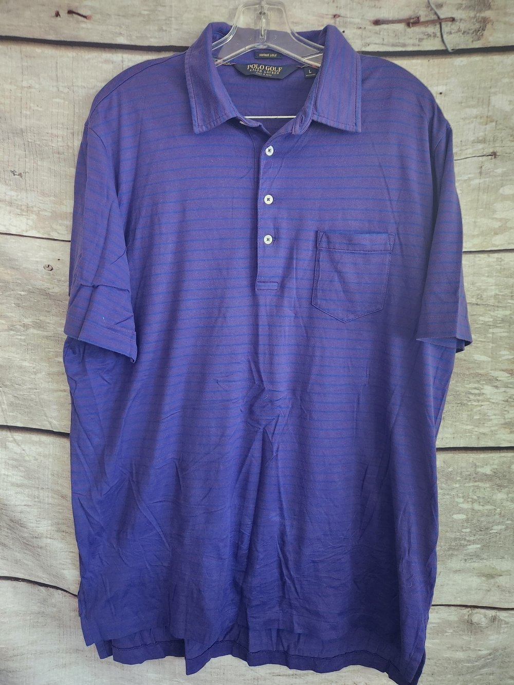 Ralph Lauren Purple Striped Polo Golf with Chest Pocket